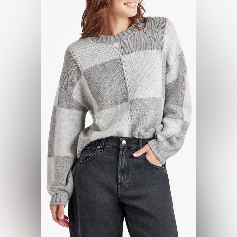 Splendid Gray Checkered Women's Sweater Small